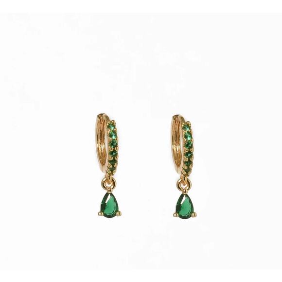 Set of 8 Emerald Zirconia Dangle Huggie Earrings - NWOT - Picture 4 of 6